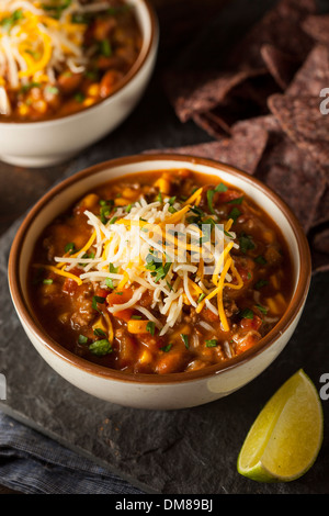 Soutwestern Santa Fe Soup with Beans Corn and Cheese Stock Photo - Alamy