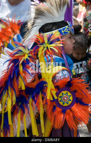 Pow-Wow of the proud Mohawk nation living in Kahnawake native community, Quebec Canada Stock Photo
