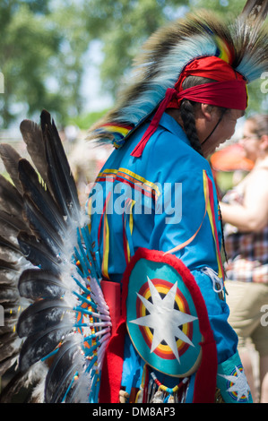 The proud Mohawk nation living in Kahnawake native community located on the south shore of St Lawrence river in Quebec Canada Stock Photo