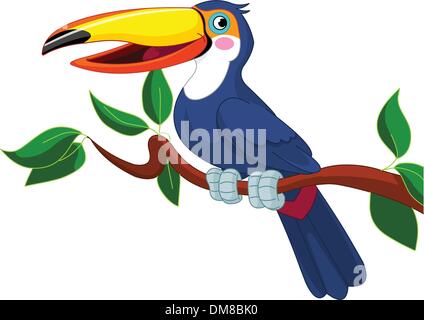 Toucan sitting on tree branch Stock Vector