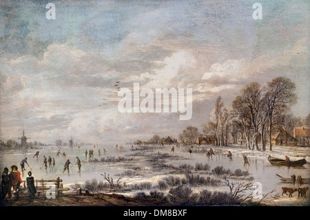 Winter landscape by Aert van der Neer 1603 - 1677 Dutch Netherlands Stock Photo