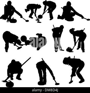 curling silhouette set Stock Vector