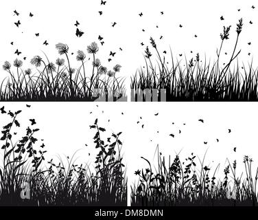 set of grass silhouettes Stock Vector
