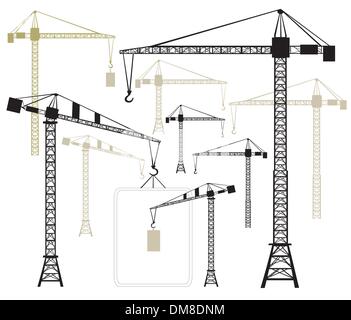 Vector cranes silhouettes Stock Vector