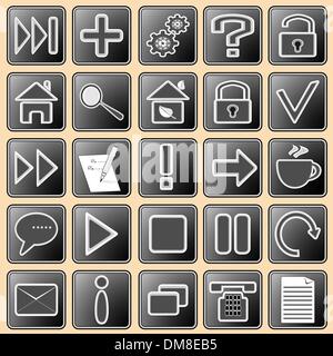 Set darkly - white buttons with web icons for the internet (1) Stock Vector