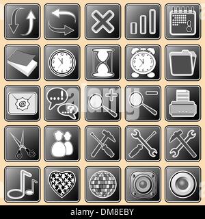 Set darkly - white buttons with web icons for the internet (2) Stock Vector