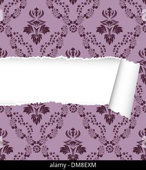 seamless damask pattern with ripped copy-space Stock Vector