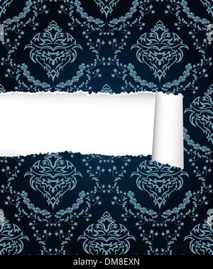 seamless damask pattern with ripped copy-space Stock Vector