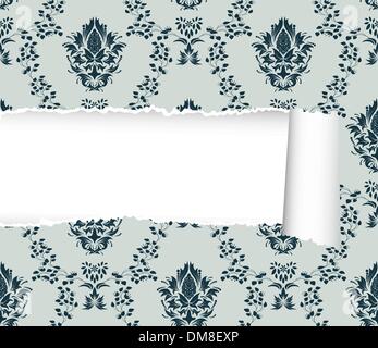 seamless damask pattern with ripped copy-space Stock Vector