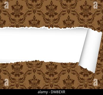 seamless damask pattern with ripped copy-space Stock Vector