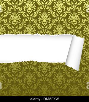 seamless damask pattern with ripped copy-space Stock Vector