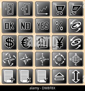 Set darkly - white buttons with web icons for the internet ( 4 ) Stock Vector