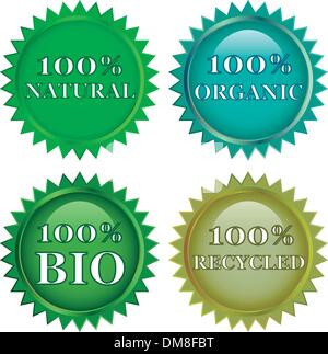 green eco friendly  labels Stock Vector