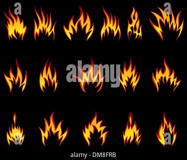 fire icon set Stock Vector