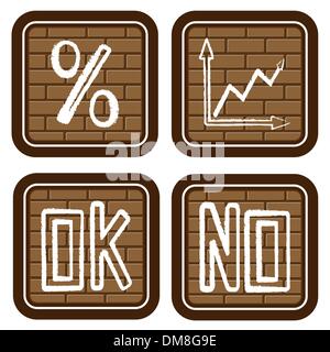 Brick buttons with icons graffiti Stock Vector