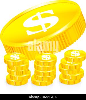 Stacks of gold coins on white background Stock Vector Image & Art - Alamy