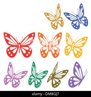 Set of colorful butterflies silhouettes - vector graphic Stock Vector