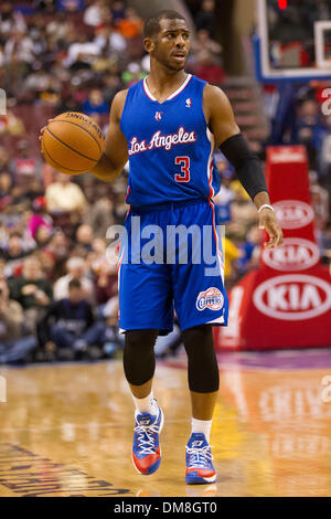 December 9, 2013: Los Angeles Clippers point guard Chris Paul (3) in action during the NBA game between the Los Angeles Clippers and the Philadelphia 76ers at the Wells Fargo Center in Philadelphia, Pennsylvania. The Clippers win 94-83. Christopher Szagola/Cal Sport Media Stock Photo