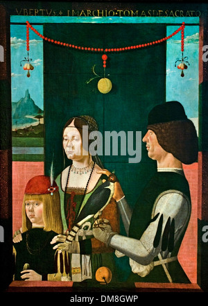 FAMILY PORTRAIT (CA. 1480) Ferraresischer PAINTER  Baroque painting Italy Italian Stock Photo