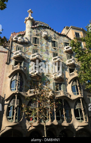 Casa Batllo by Antonio Gaudi at  Passeig de Gracia, Barcelona, Spain, Europe Stock Photo