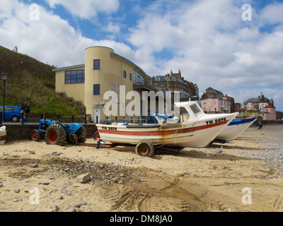 Fishing boats on the beach at Cromer, North Norfolk, England. Stock Photo