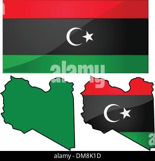 Map and flag of Libya Stock Vector