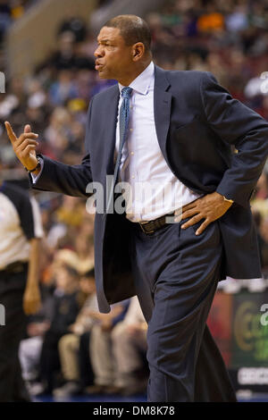 December 9, 2013: Los Angeles Clippers head coach Doc Rivers reacts during the NBA game between the Los Angeles Clippers and the Philadelphia 76ers at the Wells Fargo Center in Philadelphia, Pennsylvania. The Clippers win 94-83. Christopher Szagola/Cal Sport Media Stock Photo