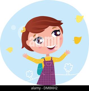 Back to school: Girl is going to the school Stock Vector