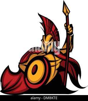 spartan warrior holding spear and shield vector illustration concept ...