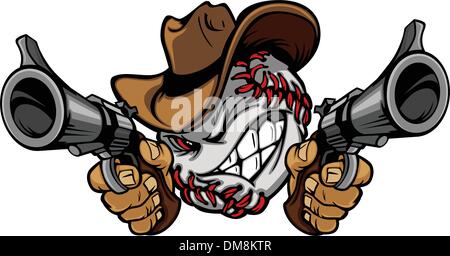 Baseball Shootout Cartoon Cowboy Stock Vector