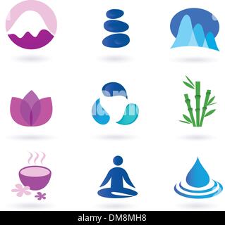 Wellness, relaxation and yoga icon set. Vector Stock Vector