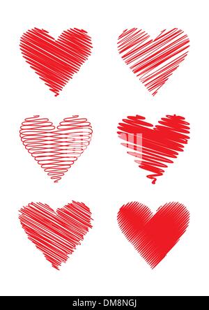 scribbled hearts set (vector) Stock Vector