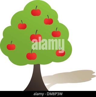 Green tree with apple. Vector illustration Stock Vector