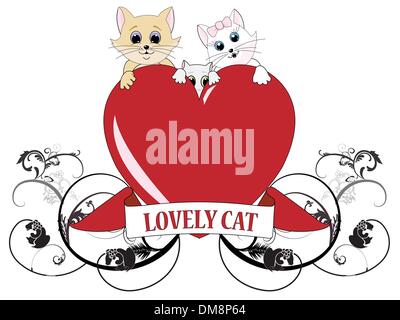 Lovely cats family background Stock Vector