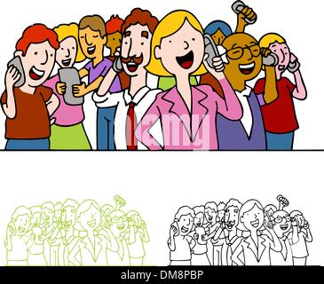 Crowd of People Using Phones Stock Vector