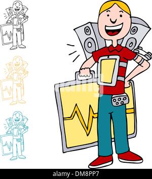 Man Using Mobile Electronic Devices Stock Vector