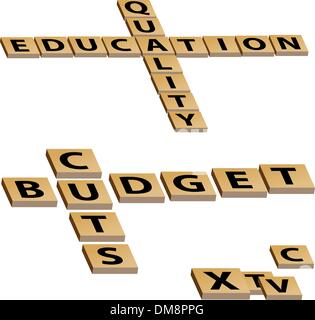 Quality Education Budget Cuts Crossword Puzzle Stock Vector