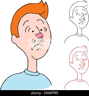 Man Wearing Chewing Gum on His Nose Stock Vector