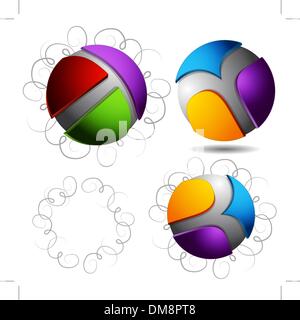 Abstract Spheres Curly Pen Strokes Stock Vector