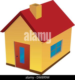 yellow house with red roof Stock Vector