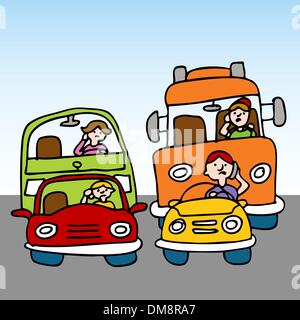 Dangerous Driving While Using Cellphone Stock Vector