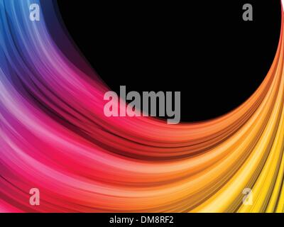 Abstract Colorful Waves on Black Background Stock Vector