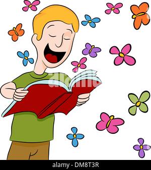 Boy reading a book Stock Vector Image & Art - Alamy