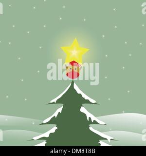 Bird on top of Christmas tree Stock Vector