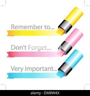 Highlighter marker ribbon set Stock Vector