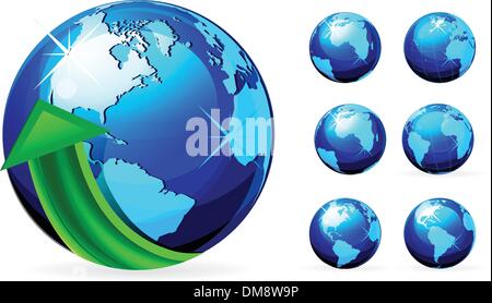 globe with arrows vector Stock Vector