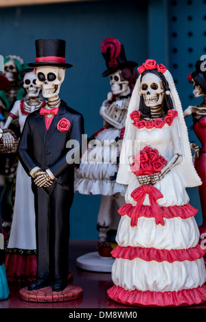 Ceramic bride & groom skeleton figurines Stock Photo