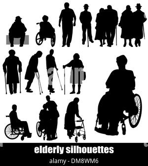 elderly silhouettes Stock Vector