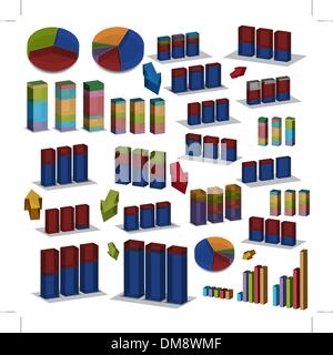 3D Pie and Bar Charts Stock Vector
