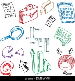 Business Financial Accounting Drawing Set Stock Vector